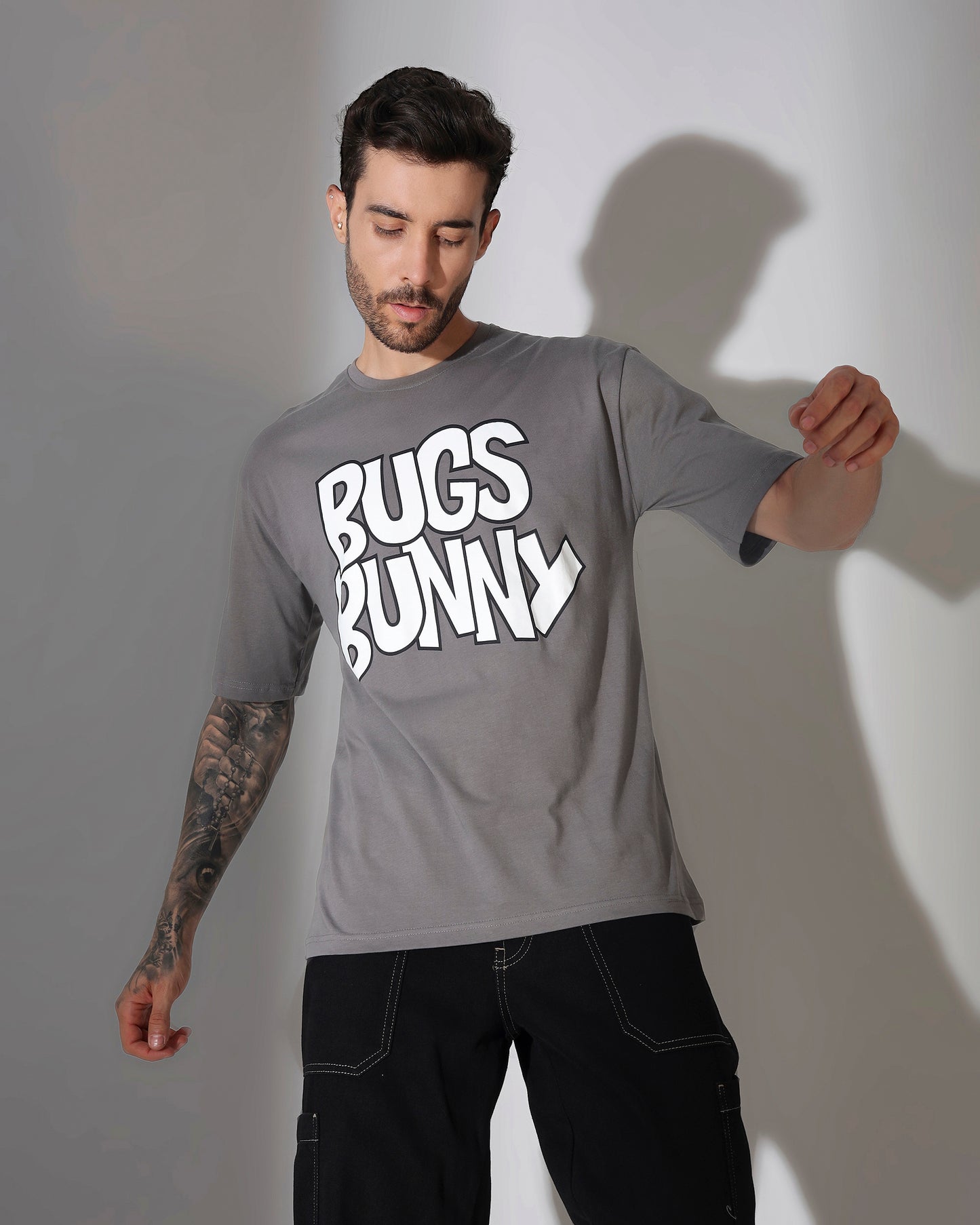 Bugs Bunny Graphic Oversized T-Shirt – Slate Grey