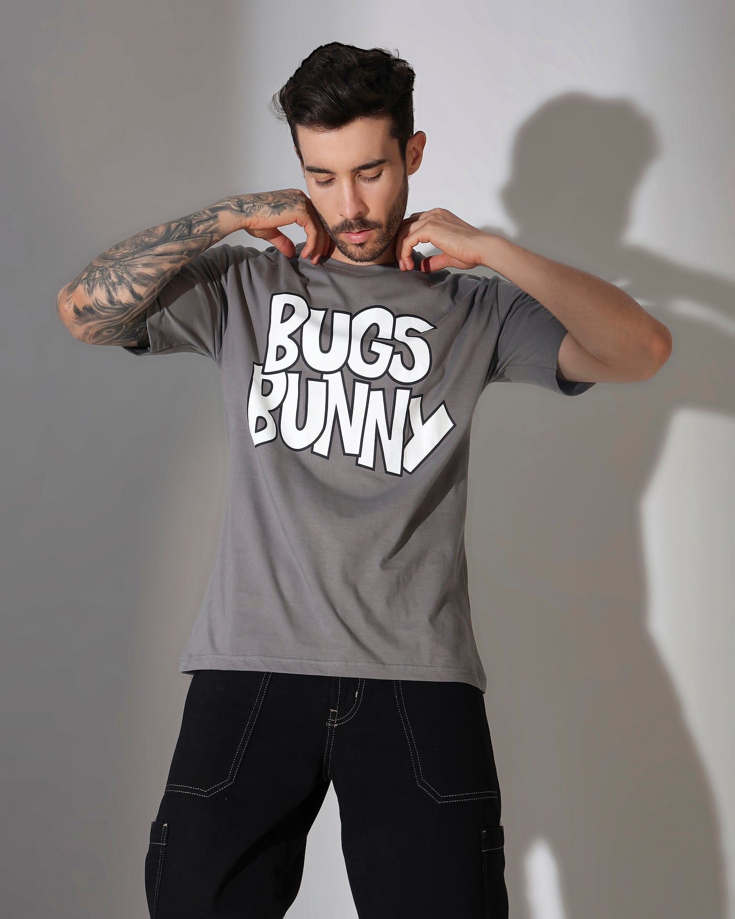 Bugs Bunny Graphic Oversized T-Shirt – Slate Grey