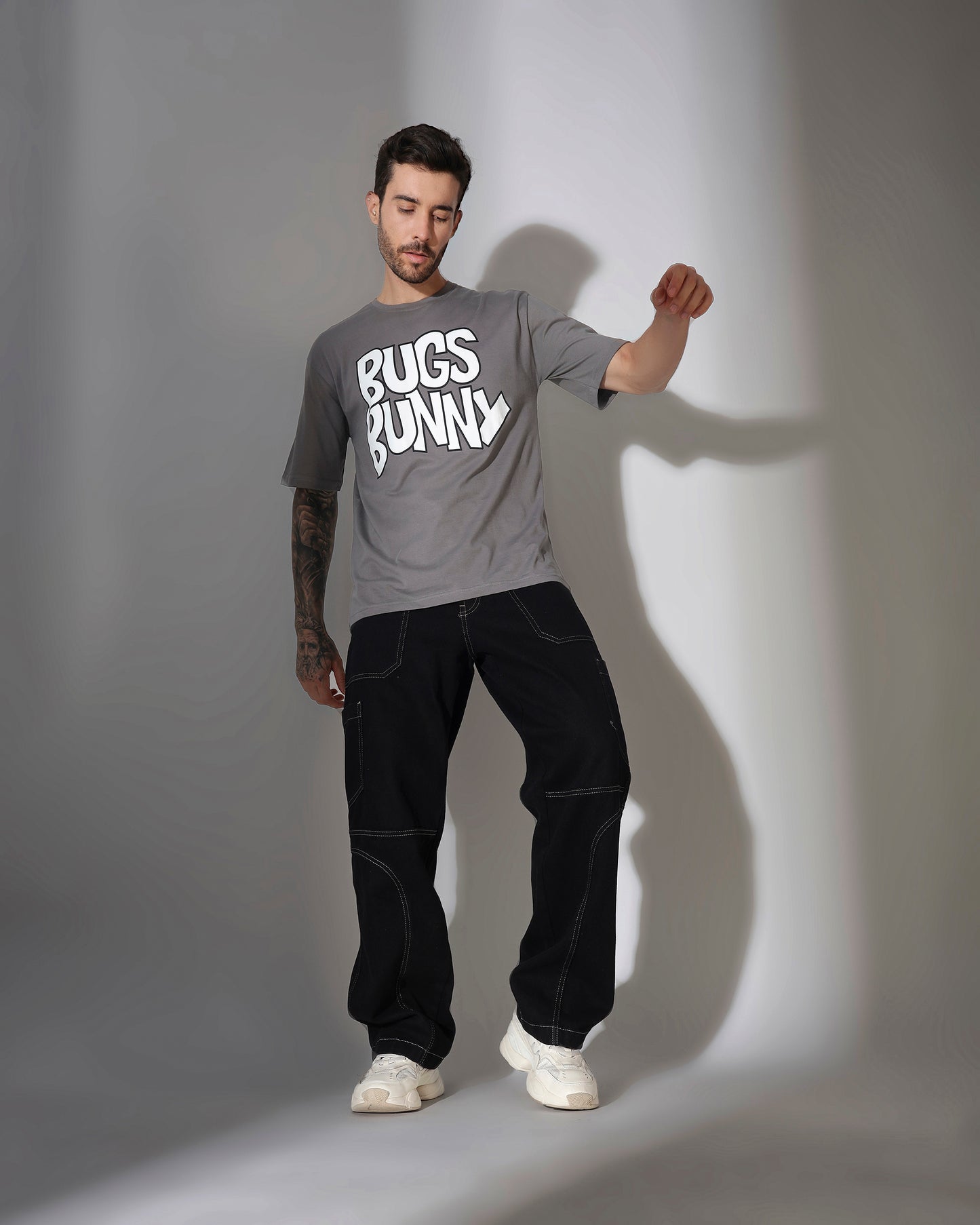 Bugs Bunny Graphic Oversized T-Shirt – Slate Grey