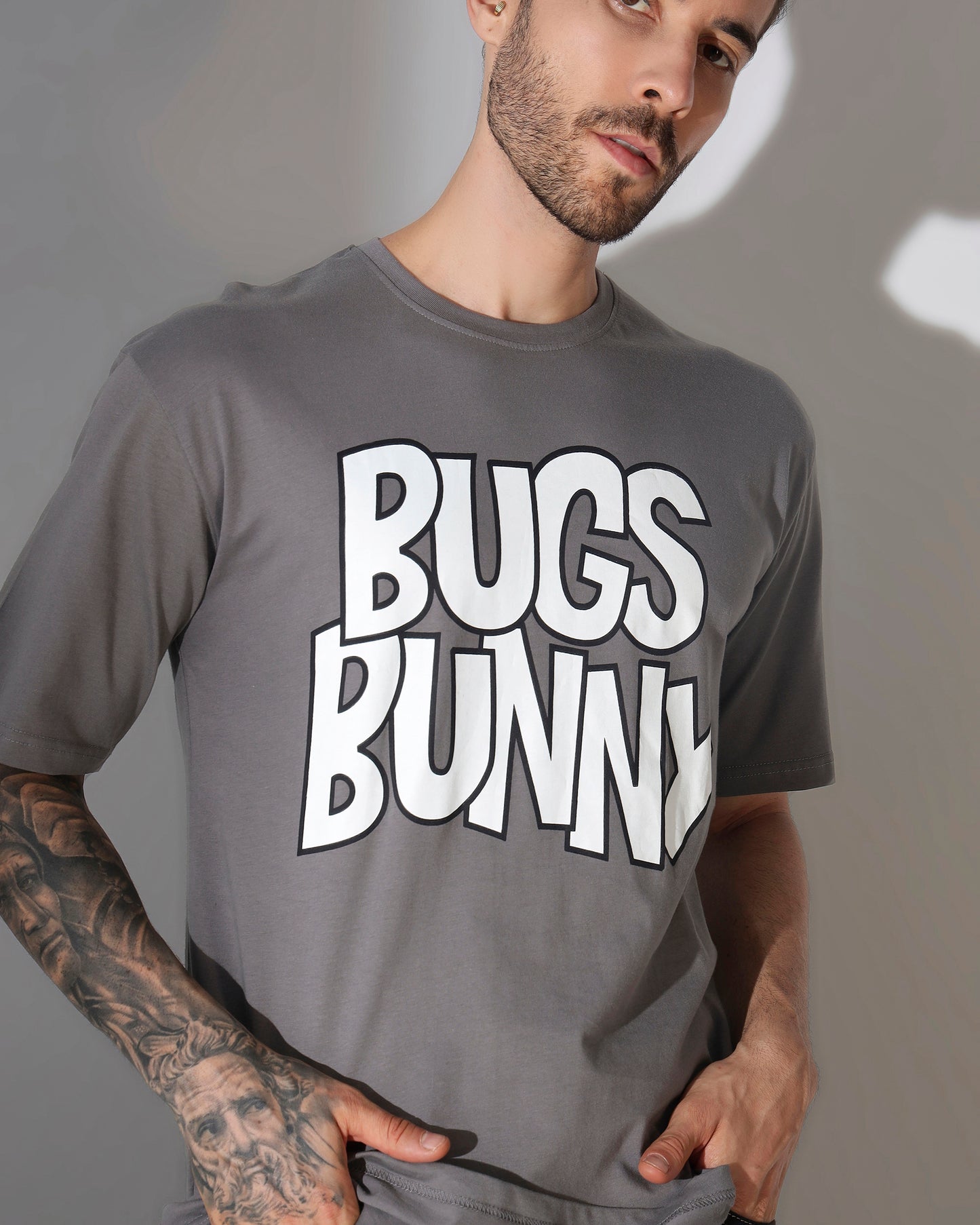 Bugs Bunny Graphic Oversized T-Shirt – Slate Grey