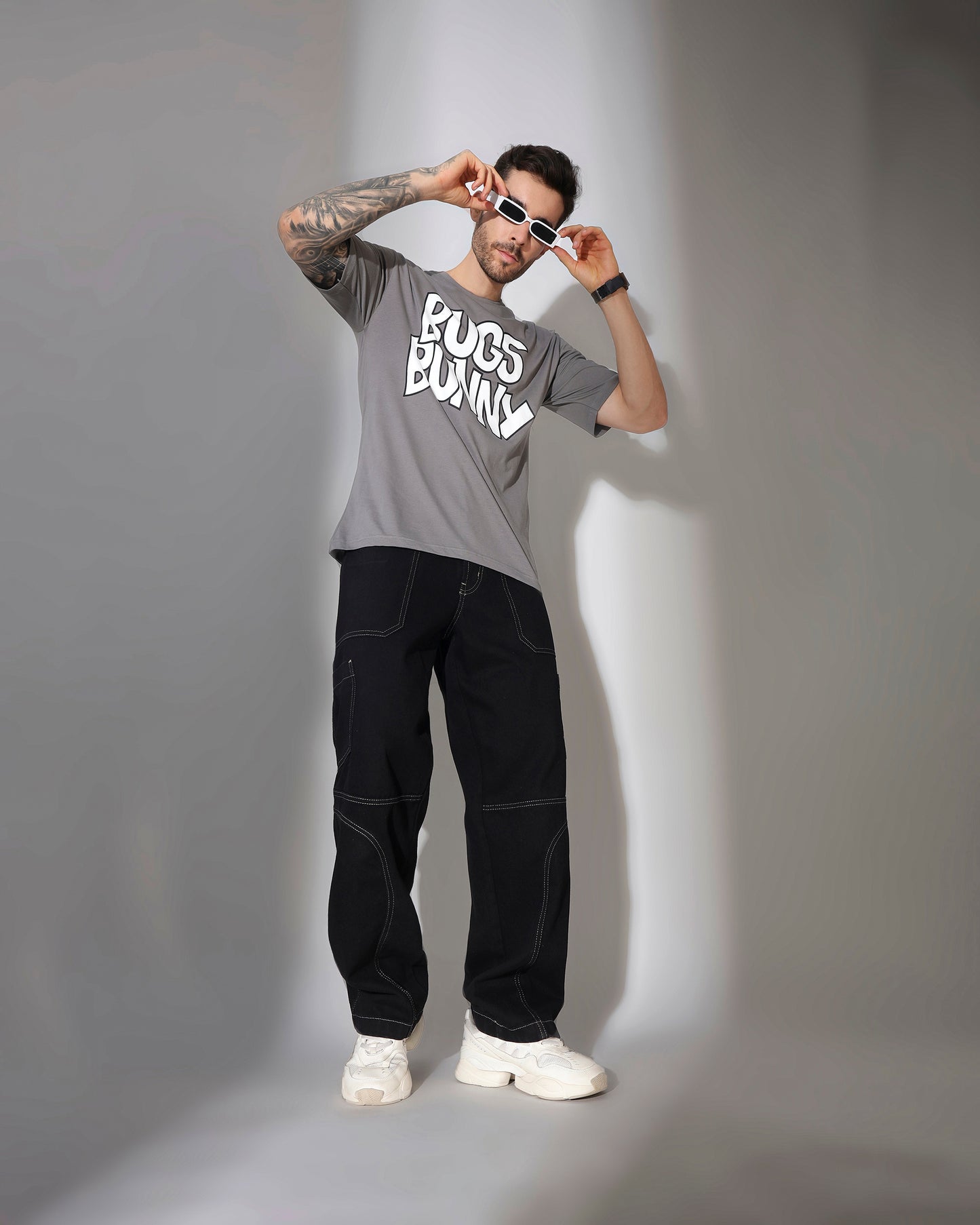 Bugs Bunny Graphic Oversized T-Shirt – Slate Grey