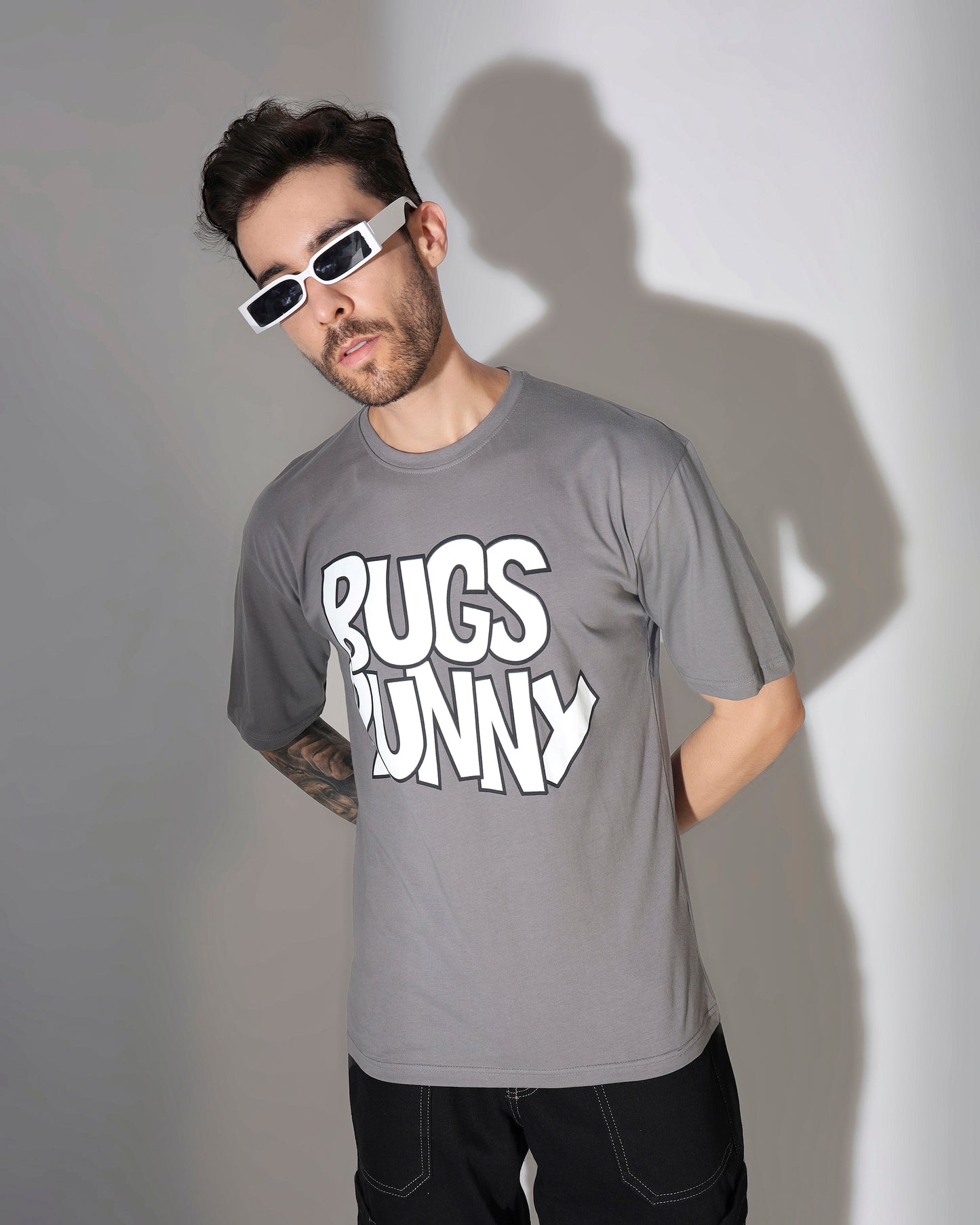 Bugs Bunny Graphic Oversized T-Shirt – Slate Grey
