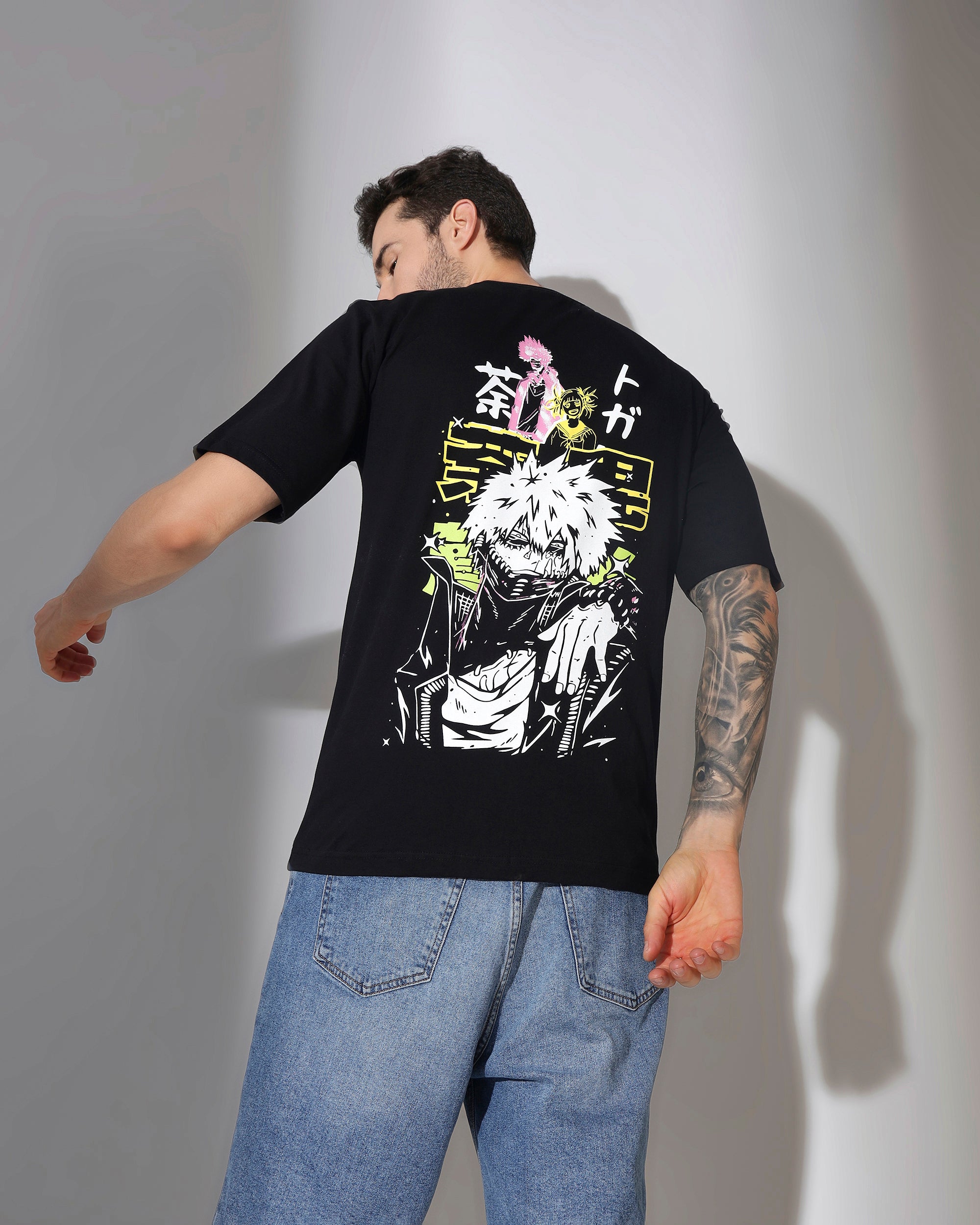 Oversized Black Anime Graphic T-Shirt – Unisex Streetwear