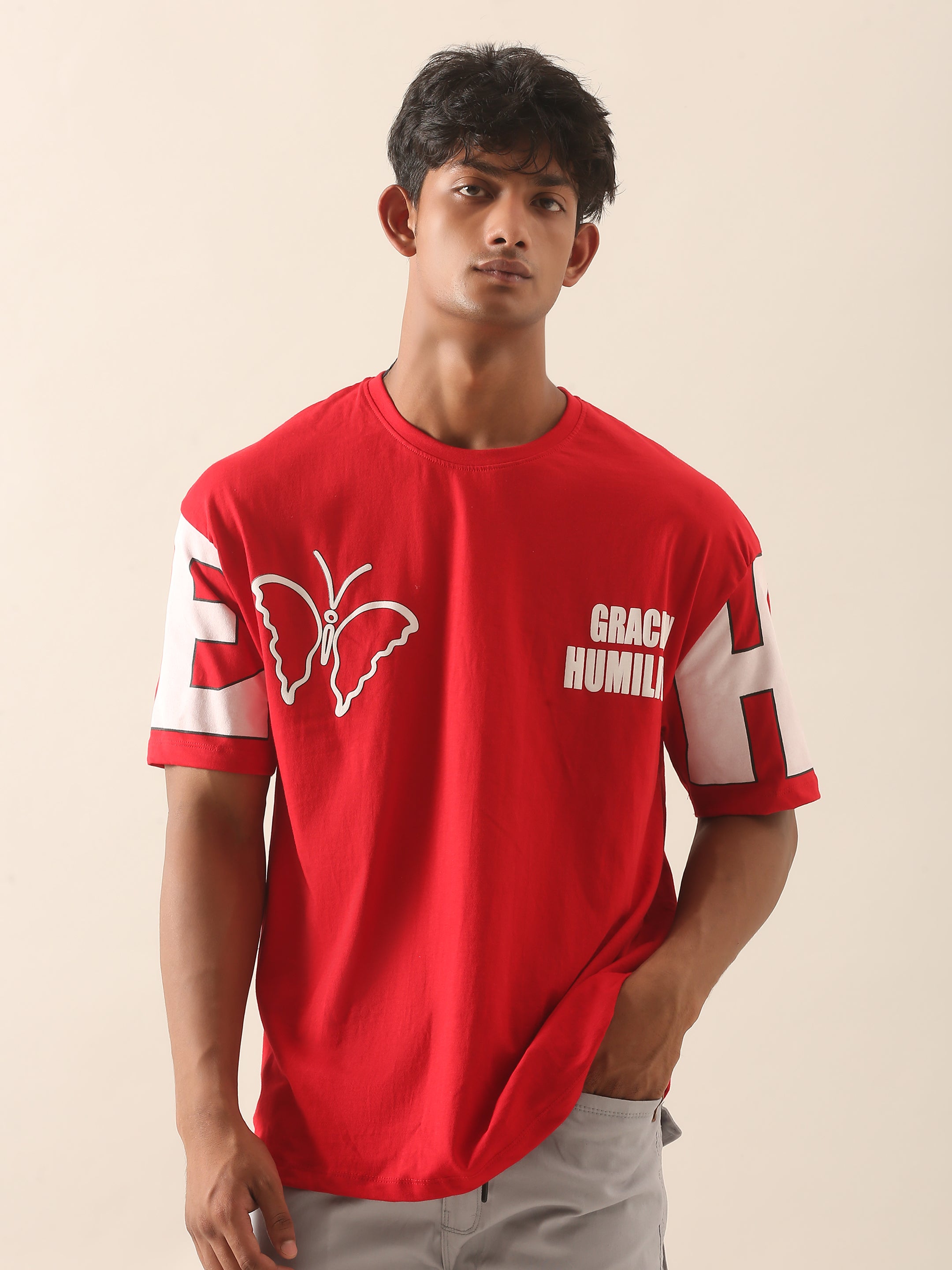 Aura Statement Graphic Tee – Red Butterfly Edition